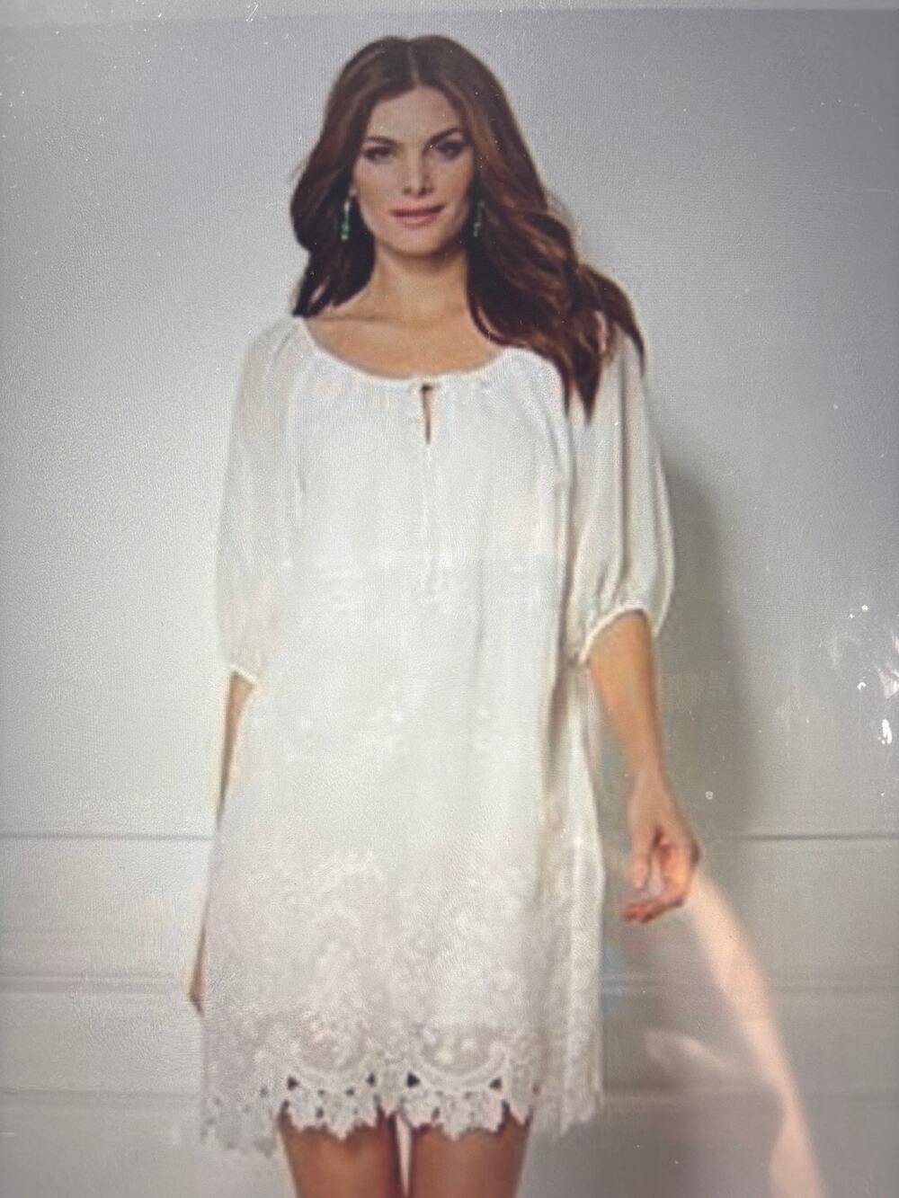 Elegant Eva Mendes New York and Company White Peasant Dress - Size M